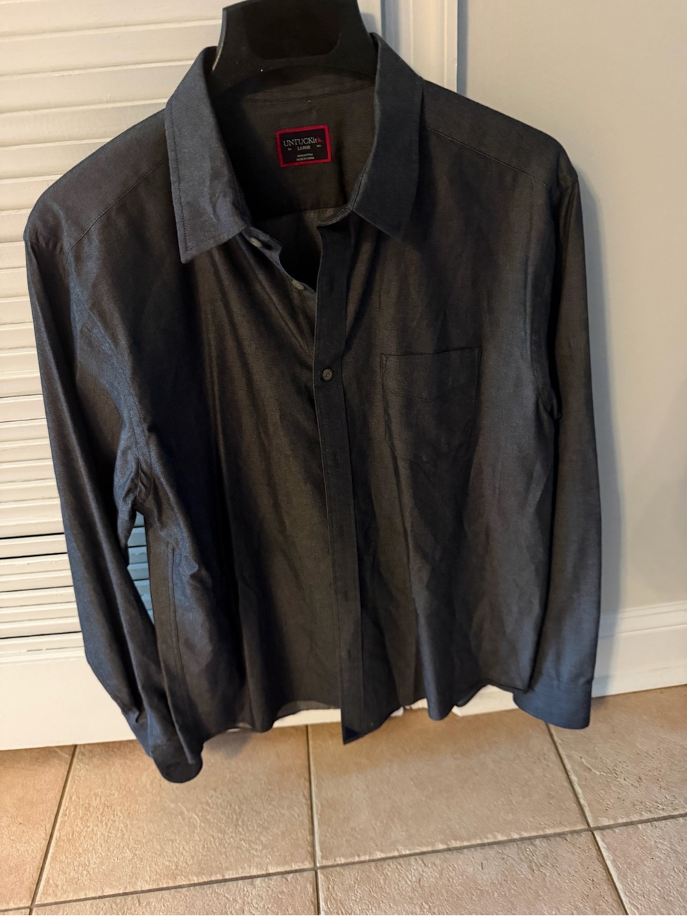 UNTUCKit Men's Gray Long-Sleeve Shirt large